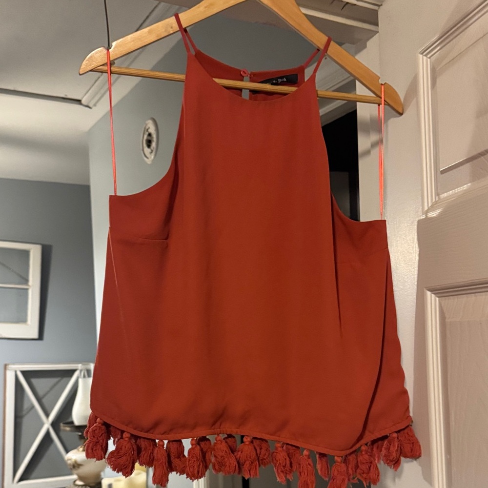 Elegant Rust Tassel Hem Camisole